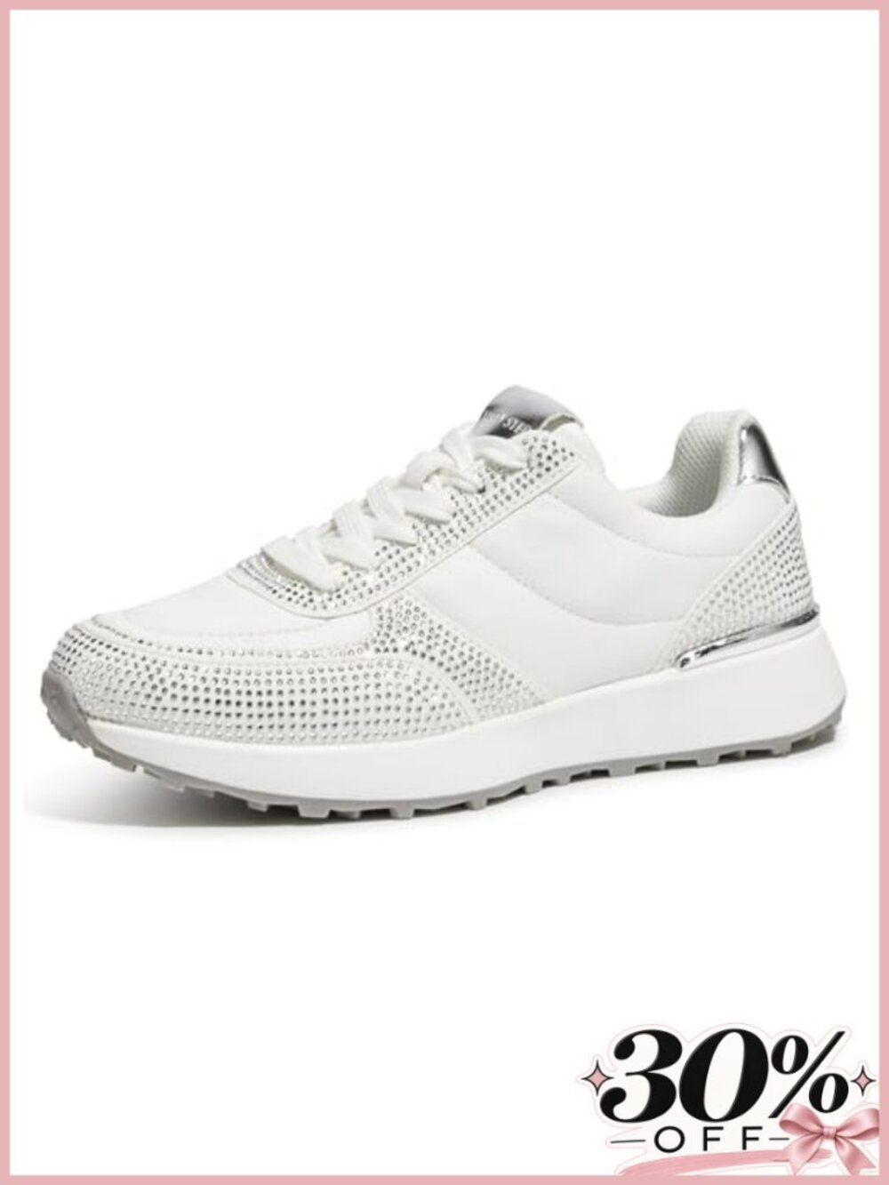 Platform Rhinestone Sneakers Women Low Heel Lace-Up Retro Tennis